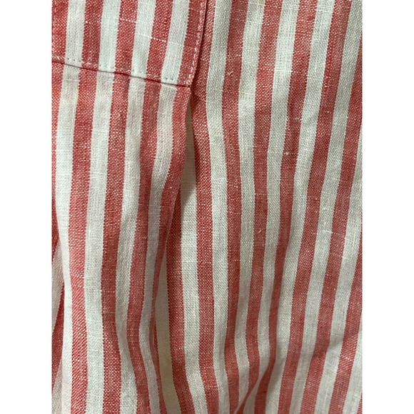 L.L.Bean Striped Linen Tunic Top XL Red White Coastal Beachy - Picture 4 of 9